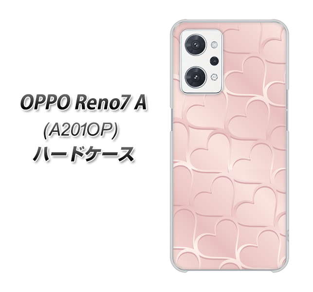OPPO Reno7 A A201OP Y!mobile 高画質仕上げ 背面印刷 ハードケース【1340 かくれハート(ローズピンク)】