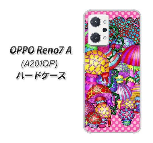 OPPO Reno7 A A201OP Y!mobile 高画質仕上げ 背面印刷 ハードケース【AG806 きのこ(ピンク)】