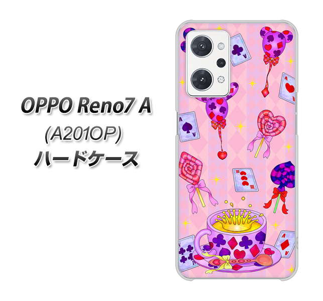 OPPO Reno7 A A201OP Y!mobile 高画質仕上げ 背面印刷 ハードケース【AG817 トランプティー(ピンク)】