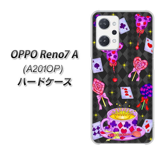 OPPO Reno7 A A201OP Y!mobile 高画質仕上げ 背面印刷 ハードケース【AG818 トランプティー(黒)】