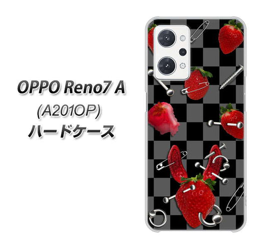 OPPO Reno7 A A201OP Y!mobile 高画質仕上げ 背面印刷 ハードケース【AG833 苺パンク(黒)】