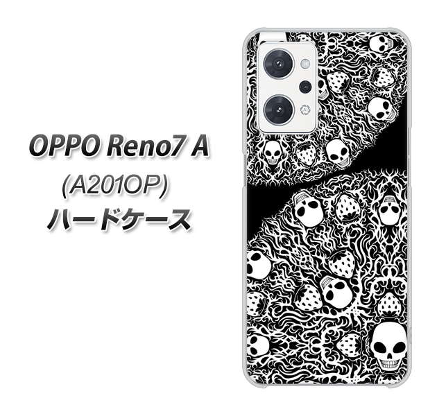 OPPO Reno7 A A201OP Y!mobile 高画質仕上げ 背面印刷 ハードケース【AG834 苺骸骨曼荼羅(黒)】