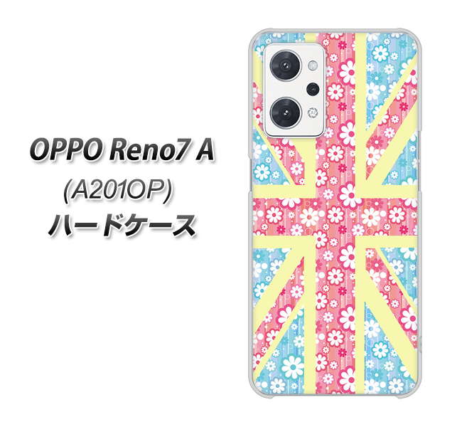 OPPO Reno7 A A201OP Y!mobile 高画質仕上げ 背面印刷 ハードケース【EK895 ユニオンジャックパステルフラワー】