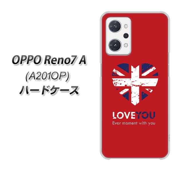 OPPO Reno7 A A201OP Y!mobile 高画質仕上げ 背面印刷 ハードケース【SC804 ユニオンジャック ハートビンテージレッド】