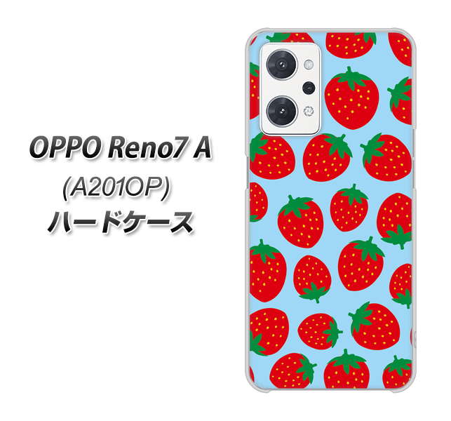 OPPO Reno7 A A201OP Y!mobile 高画質仕上げ 背面印刷 ハードケース【SC814 小さいイチゴ模様 レッドとブルー】