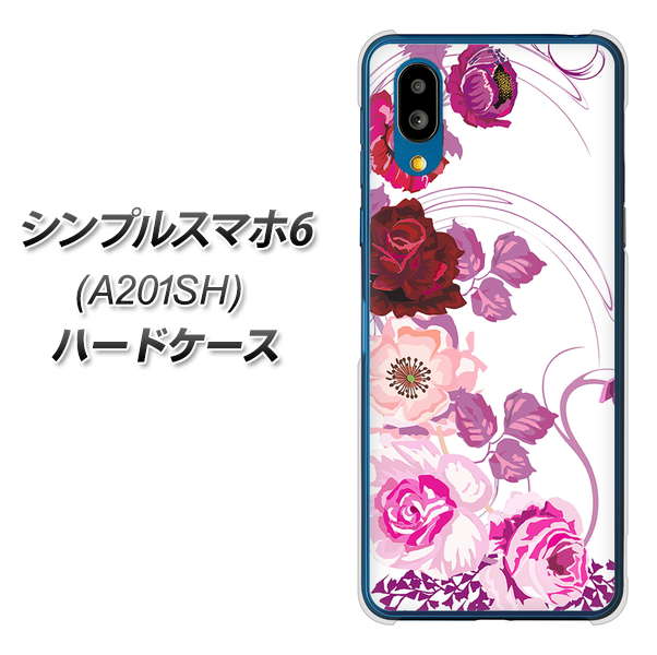 シンプルスマホ6 A201SH SoftBank 高画質仕上げ 背面印刷 ハードケース【116 6月のバラ】
