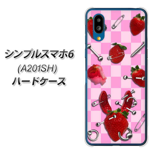 シンプルスマホ6 A201SH SoftBank 高画質仕上げ 背面印刷 ハードケース【AG832 苺パンク(ピンク)】