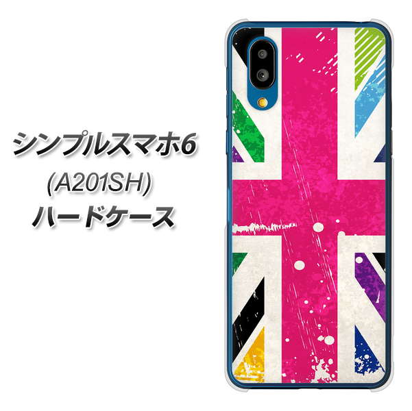 シンプルスマホ6 A201SH SoftBank 高画質仕上げ 背面印刷 ハードケース【SC806 ユニオンジャック ピンクビンテージ】
