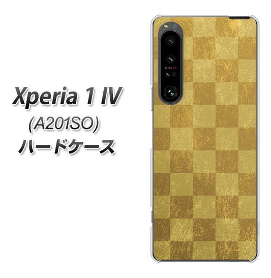 Xperia 1 IV A201SO SoftBank 高画質仕上げ 背面印刷 ハードケース【619 市松模様—金(骨董風に傷んだイメージ)】