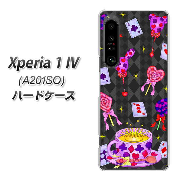 Xperia 1 IV A201SO SoftBank 高画質仕上げ 背面印刷 ハードケース【AG818 トランプティー(黒)】