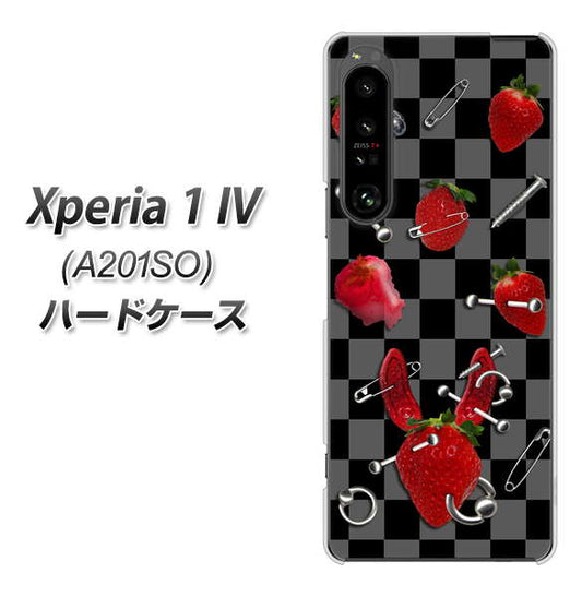 Xperia 1 IV A201SO SoftBank 高画質仕上げ 背面印刷 ハードケース【AG833 苺パンク(黒)】