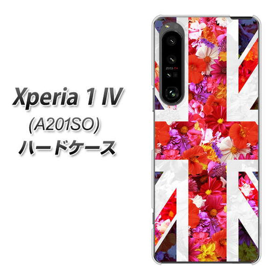 Xperia 1 IV A201SO SoftBank 高画質仕上げ 背面印刷 ハードケース【SC801 ユニオンジャック リアルフラワー】