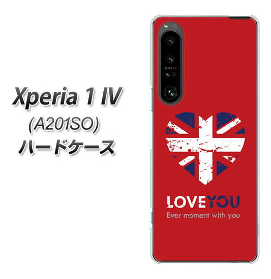 Xperia 1 IV A201SO SoftBank 高画質仕上げ 背面印刷 ハードケース【SC804 ユニオンジャック ハートビンテージレッド】