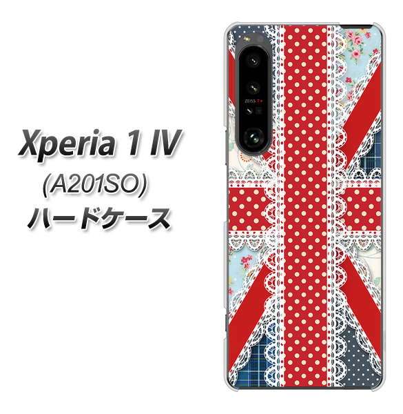 Xperia 1 IV A201SO SoftBank 高画質仕上げ 背面印刷 ハードケース【SC805 ユニオンジャック レース】