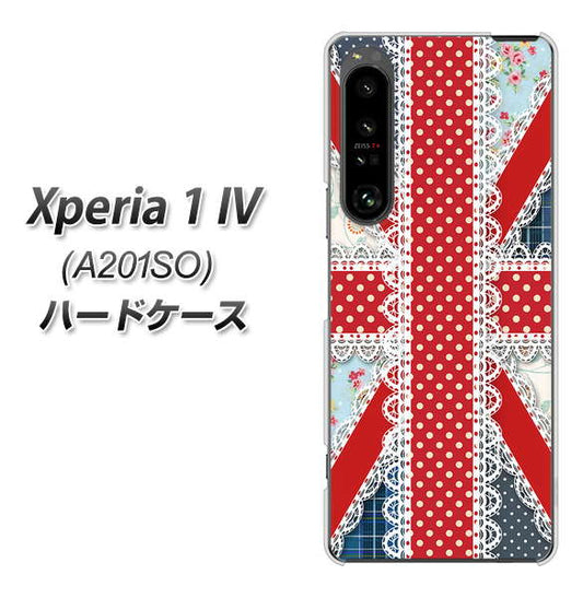 Xperia 1 IV A201SO SoftBank 高画質仕上げ 背面印刷 ハードケース【SC805 ユニオンジャック レース】