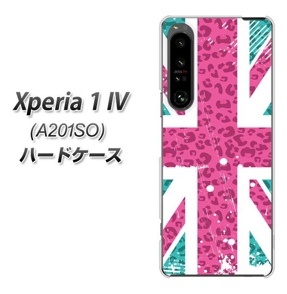 Xperia 1 IV A201SO SoftBank 高画質仕上げ 背面印刷 ハードケース【SC807 ユニオンジャック ピンクヒョウ柄】