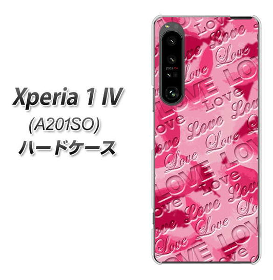 Xperia 1 IV A201SO SoftBank 高画質仕上げ 背面印刷 ハードケース【SC845 フラワーヴェルニLOVE濃いピンク（ローズアンディアン）】