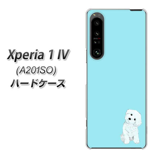 Xperia 1 IV A201SO SoftBank 高画質仕上げ 背面印刷 ハードケース【YJ070 トイプードルホワイト(ブルー)】