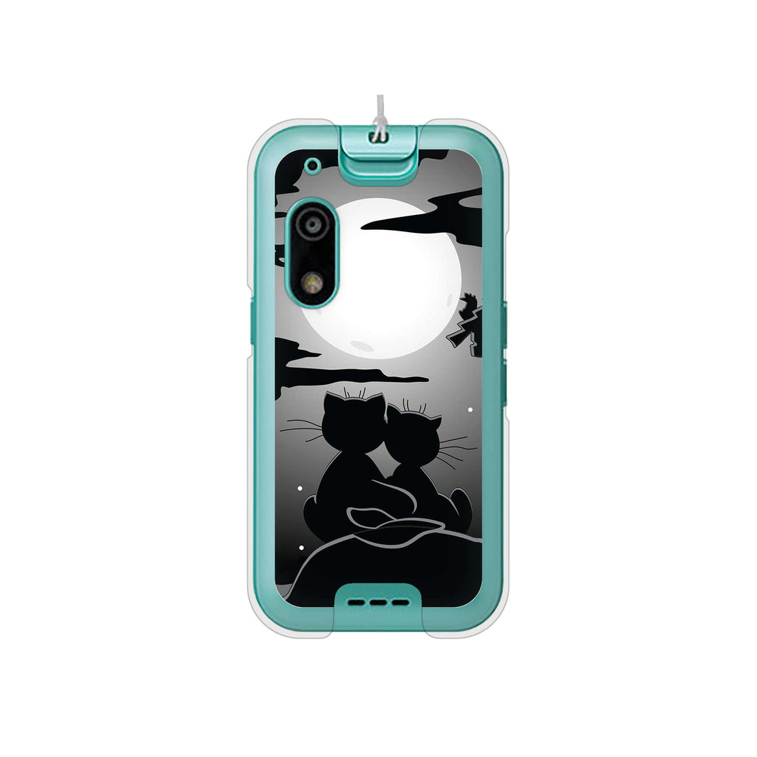 キッズフォン3 A201ZT SoftBank 高画質仕上げ 背面印刷 ハードケース夜とネコ