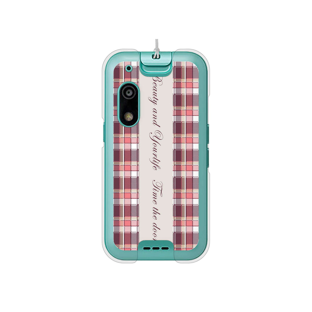 キッズフォン3 A201ZT SoftBank 高画質仕上げ 背面印刷 ハードケースピンクチェック