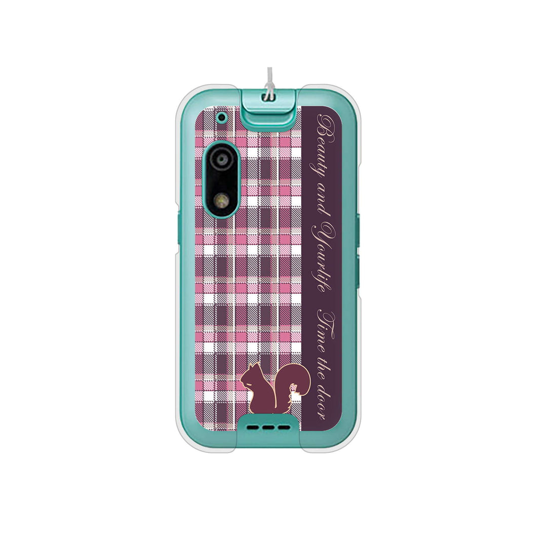 キッズフォン3 A201ZT SoftBank 高画質仕上げ 背面印刷 ハードケースピンクチェック