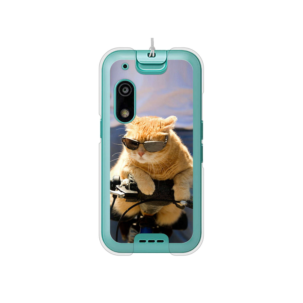 キッズフォン3 A201ZT SoftBank 高画質仕上げ 背面印刷 ハードケース 【595 にゃんとサイクル】