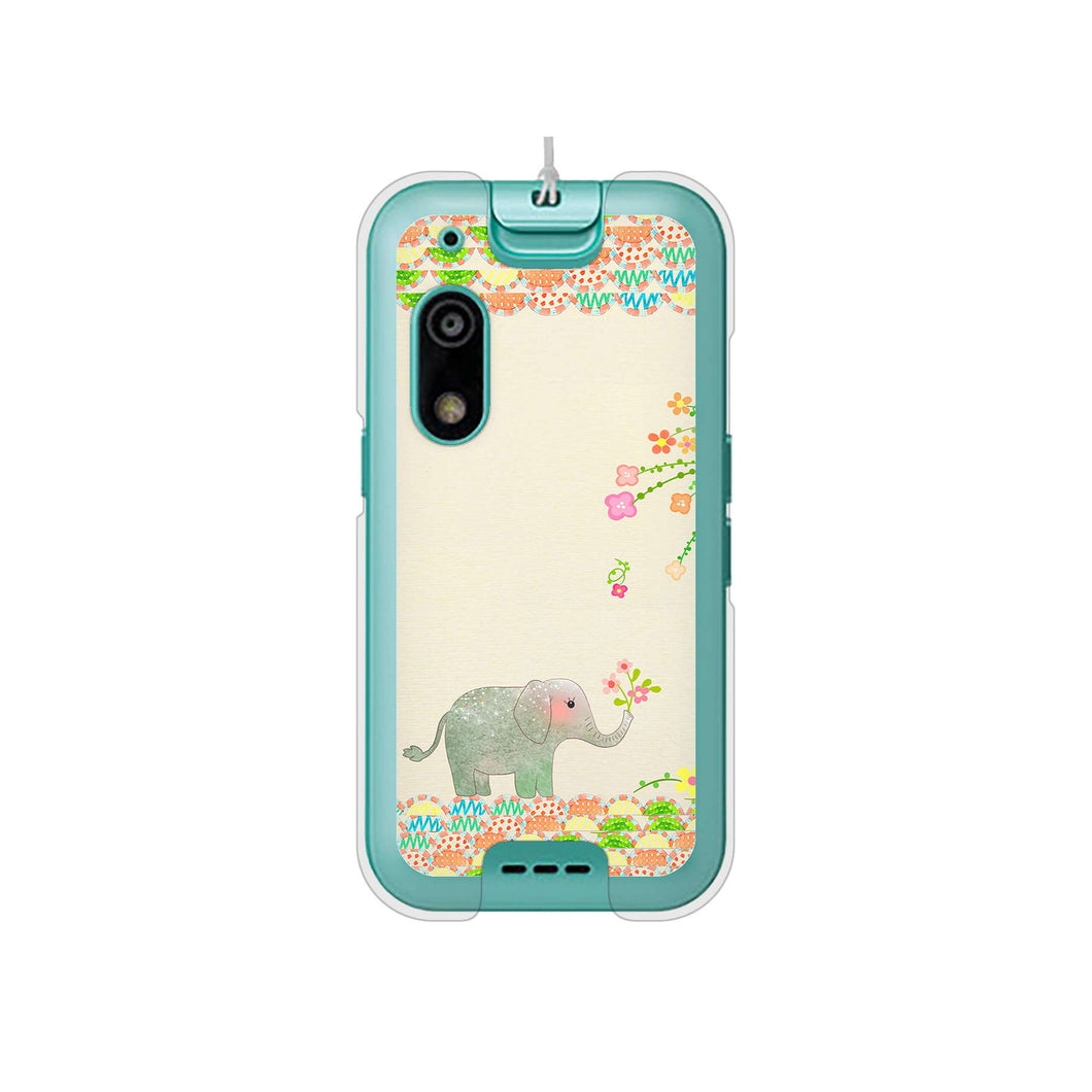 キッズフォン3 A201ZT SoftBank 高画質仕上げ 背面印刷 ハードケース 【1039 お散歩ゾウさん】