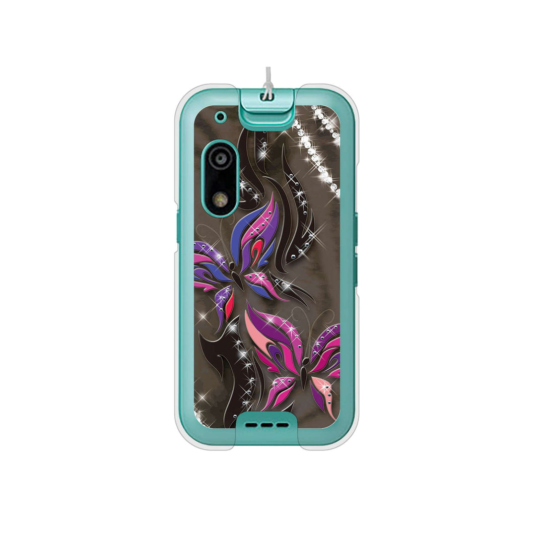 キッズフォン3 A201ZT SoftBank 高画質仕上げ 背面印刷 ハードケース 【1164 キラめくストーンと蝶】