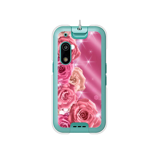 キッズフォン3 A201ZT SoftBank 高画質仕上げ 背面印刷 ハードケース 【1182 ピンクの薔薇に誘われて】