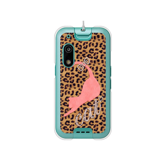 キッズフォン3 A201ZT SoftBank 高画質仕上げ 背面印刷 ハードケース 【KG801 キャットレオパード(ブラウン)】