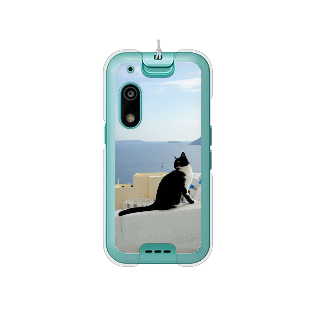 キッズフォン3 A201ZT SoftBank 高画質仕上げ 背面印刷 ハードケース 【VA805 ネコと地中海】