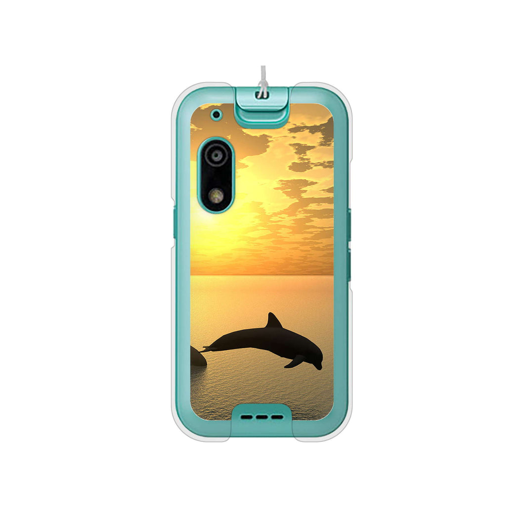 キッズフォン3 A201ZT SoftBank 高画質仕上げ 背面印刷 ハードケース 【VA845 夕暮れのドルフィン】