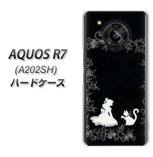 AQUOS R7 A202SH SoftBank 高画質仕上げ 背面印刷 ハードケース【1097 お姫様とネコ(モノトーン)】