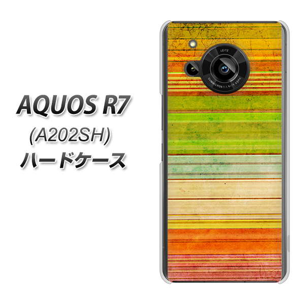 AQUOS R7 A202SH SoftBank 高画質仕上げ 背面印刷 ハードケース【1324 ビンテージボーダー(色彩)】