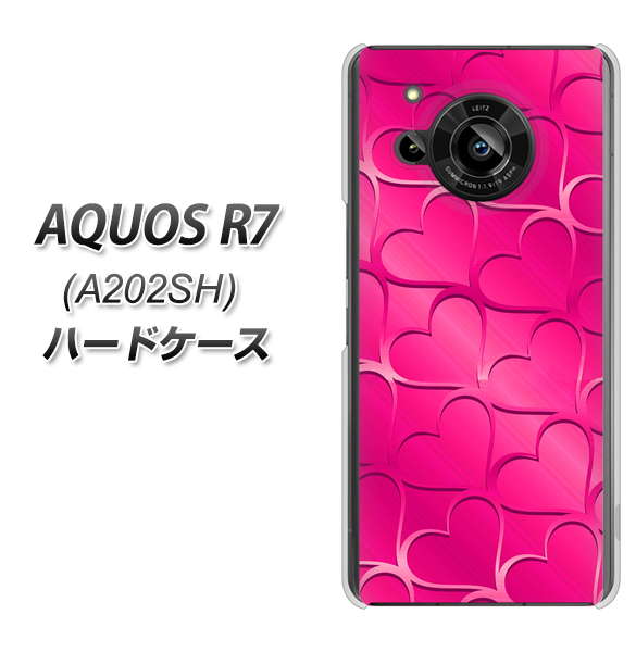AQUOS R7 A202SH SoftBank 高画質仕上げ 背面印刷 ハードケース【1347 かくれハート(ショッキングピンク)】