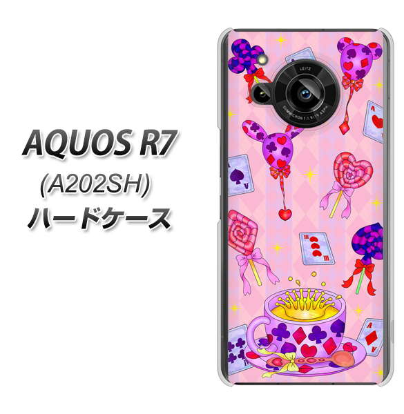 AQUOS R7 A202SH SoftBank 高画質仕上げ 背面印刷 ハードケース【AG817 トランプティー(ピンク)】