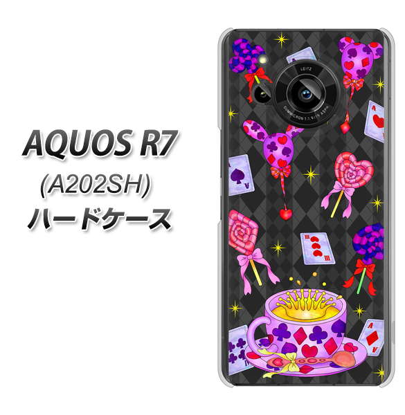 AQUOS R7 A202SH SoftBank 高画質仕上げ 背面印刷 ハードケース【AG818 トランプティー(黒)】