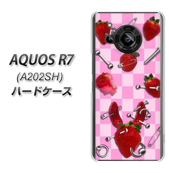 AQUOS R7 A202SH SoftBank 高画質仕上げ 背面印刷 ハードケース【AG832 苺パンク(ピンク)】