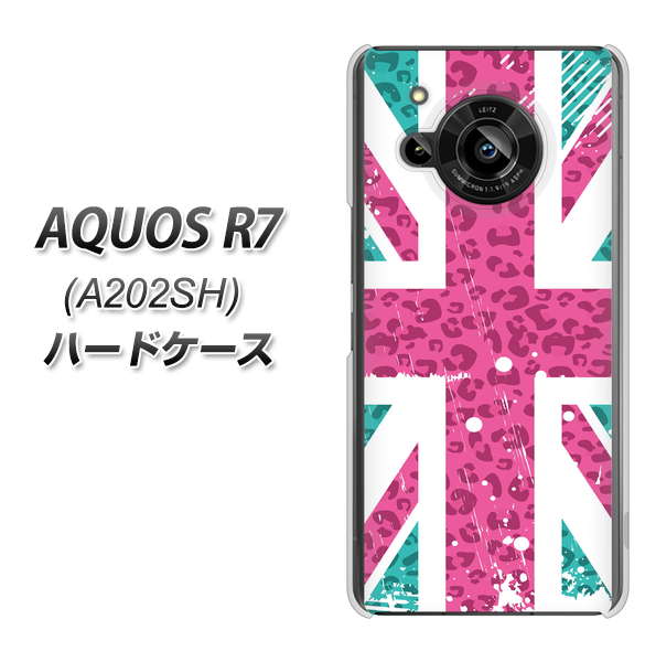 AQUOS R7 A202SH SoftBank 高画質仕上げ 背面印刷 ハードケース【SC807 ユニオンジャック ピンクヒョウ柄】