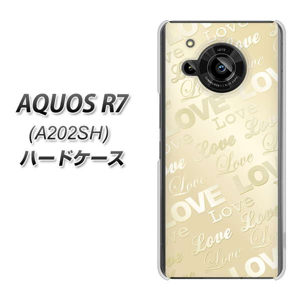 AQUOS R7 A202SH SoftBank 高画質仕上げ 背面印刷 ハードケース【SC840 エンボス風LOVEリンク(ヌーディーベージュ)】