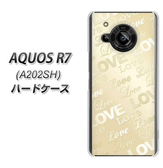 AQUOS R7 A202SH SoftBank 高画質仕上げ 背面印刷 ハードケース【SC840 エンボス風LOVEリンク(ヌーディーベージュ)】