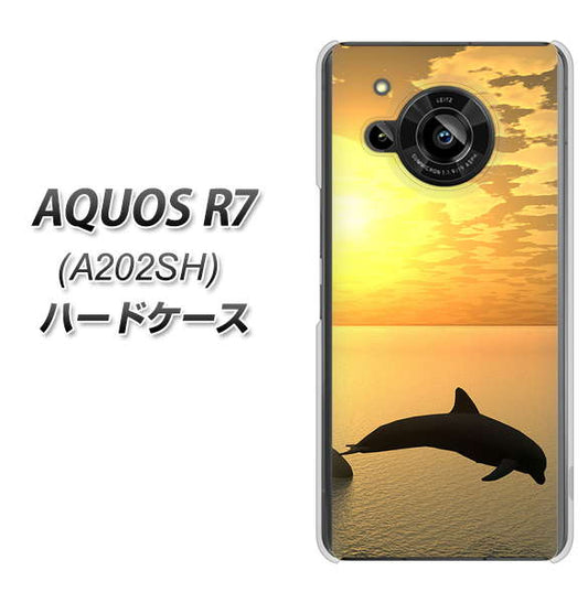 AQUOS R7 A202SH SoftBank 高画質仕上げ 背面印刷 ハードケース【VA845 夕暮れのドルフィン】