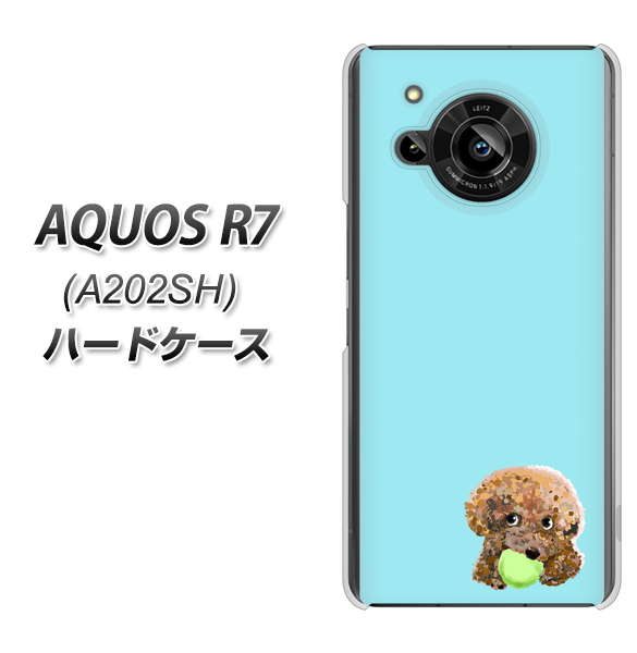 AQUOS R7 A202SH SoftBank 高画質仕上げ 背面印刷 ハードケース【YJ054 トイプードル&ボール(ブルー)】