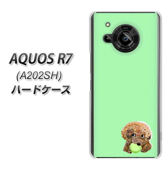 AQUOS R7 A202SH SoftBank 高画質仕上げ 背面印刷 ハードケース【YJ055 トイプードル&ボール(グリーン)】
