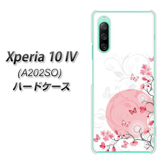 Xperia 10 IV A202SO SoftBank 高画質仕上げ 背面印刷 ハードケース【030 花と蝶(うす桃色)】