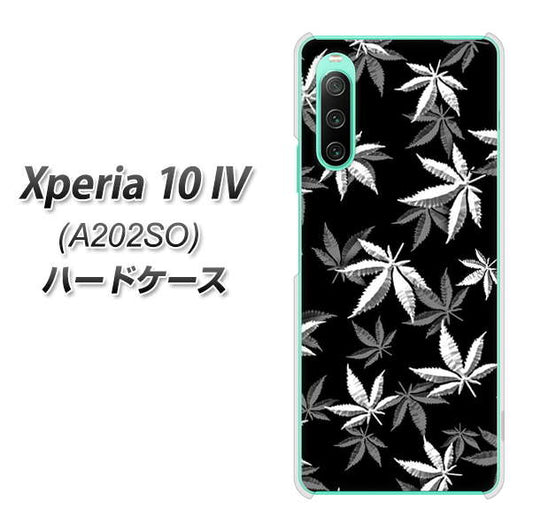 Xperia 10 IV A202SO SoftBank 高画質仕上げ 背面印刷 ハードケース【064 モノトーン大麻ブラック】