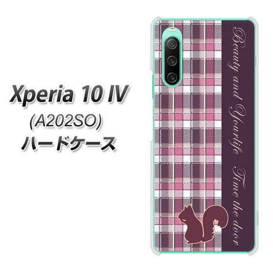 Xperia 10 IV A202SO SoftBank 高画質仕上げ 背面印刷 ハードケース【519 チェック柄にリス】