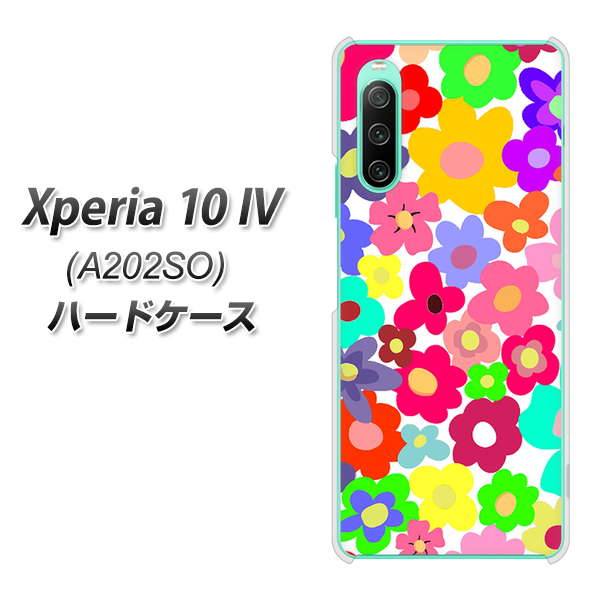 Xperia 10 IV A202SO SoftBank 高画質仕上げ 背面印刷 ハードケース【782 春のルーズフラワーWH】