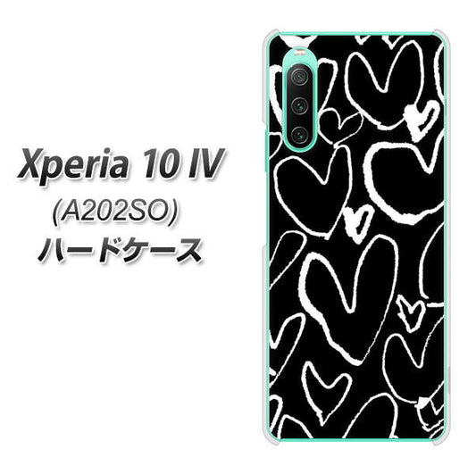 Xperia 10 IV A202SO SoftBank 高画質仕上げ 背面印刷 ハードケース【1124 ハート BK&WH】