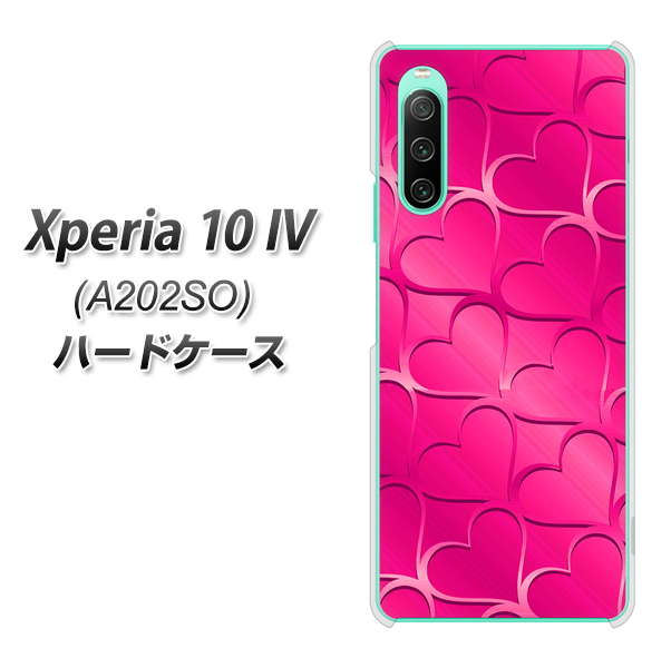 Xperia 10 IV A202SO SoftBank 高画質仕上げ 背面印刷 ハードケース【1347 かくれハート(ショッキングピンク)】